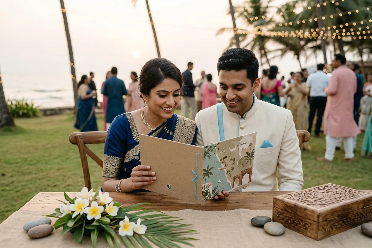 Wedding welcome kit at a Goa resort venue