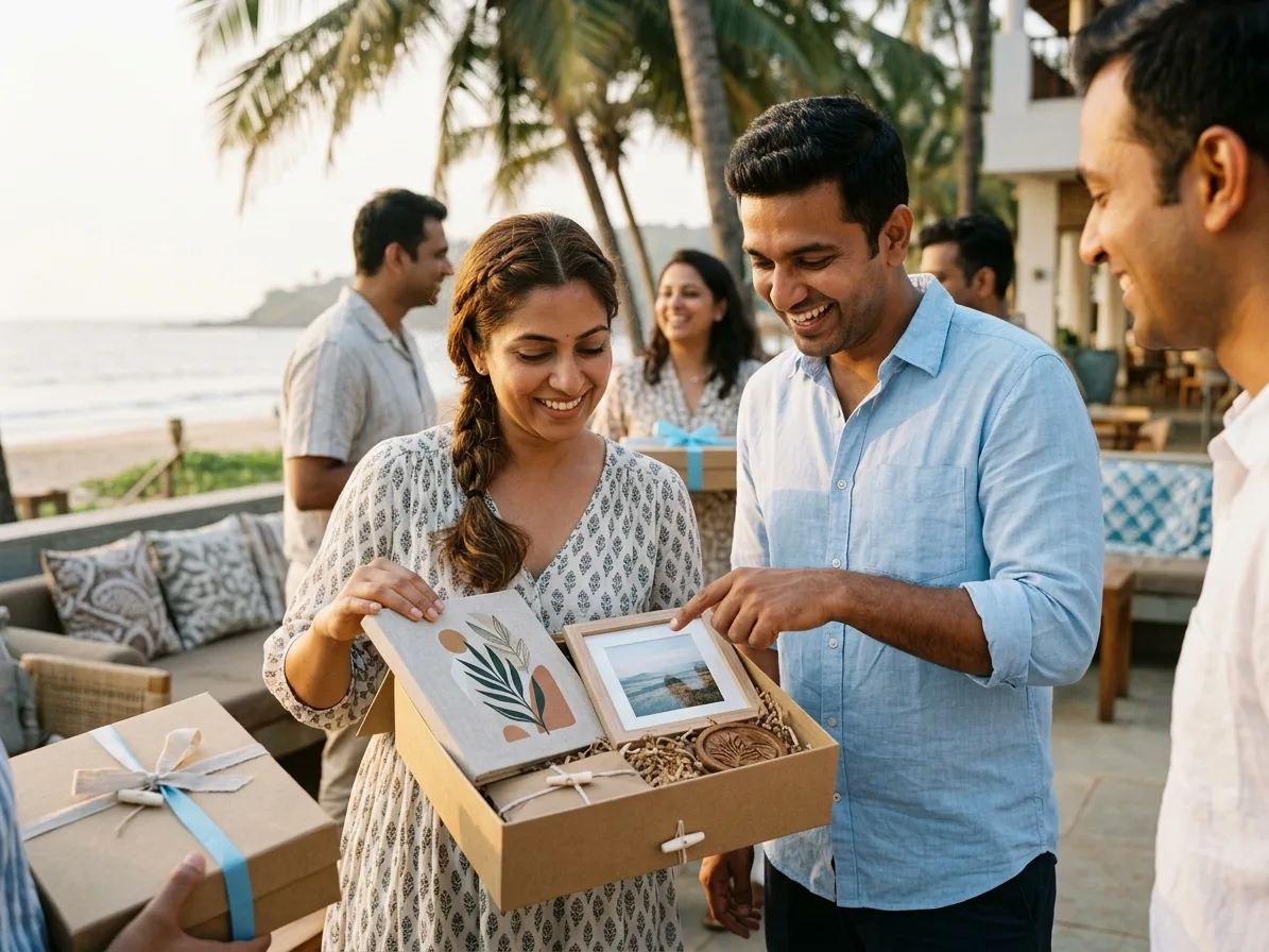 Resort gifting products on a hospitality table