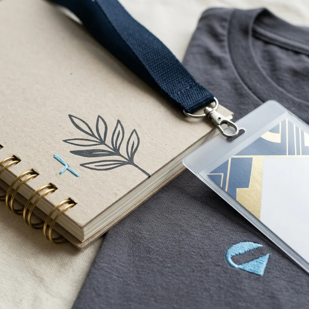 Conference badge, lanyard, tee and notebook