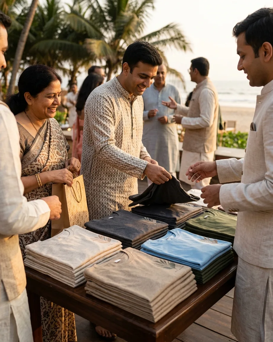 Folded branded event tees