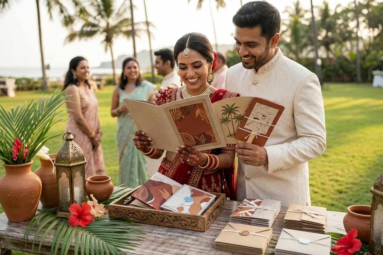 Welcome table collateral at a wedding
