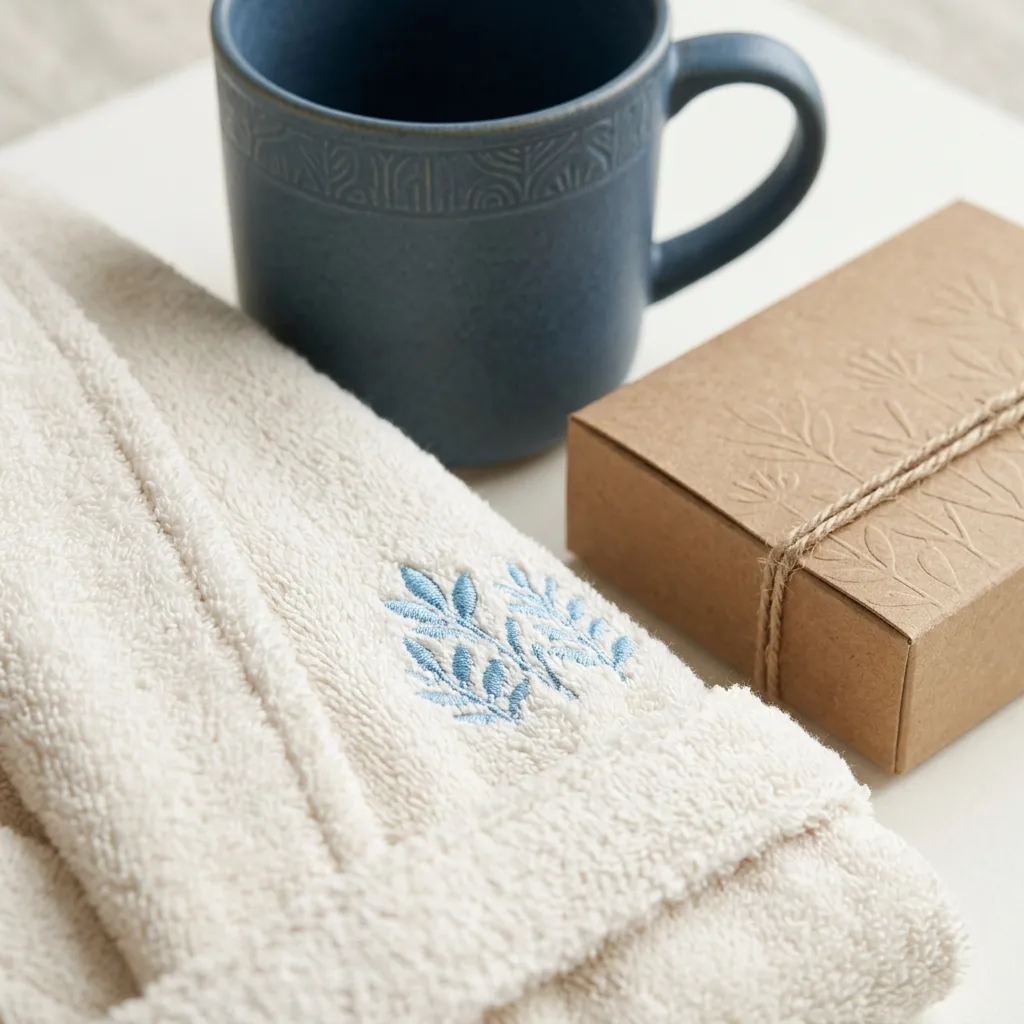 Branded mug, robe and amenity packaging