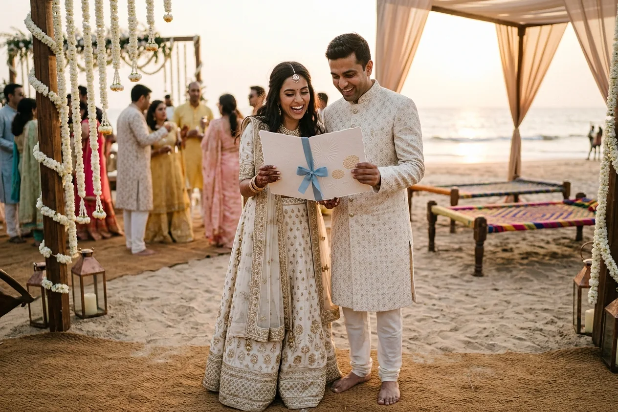 Wedding welcome kit at a beach resort
